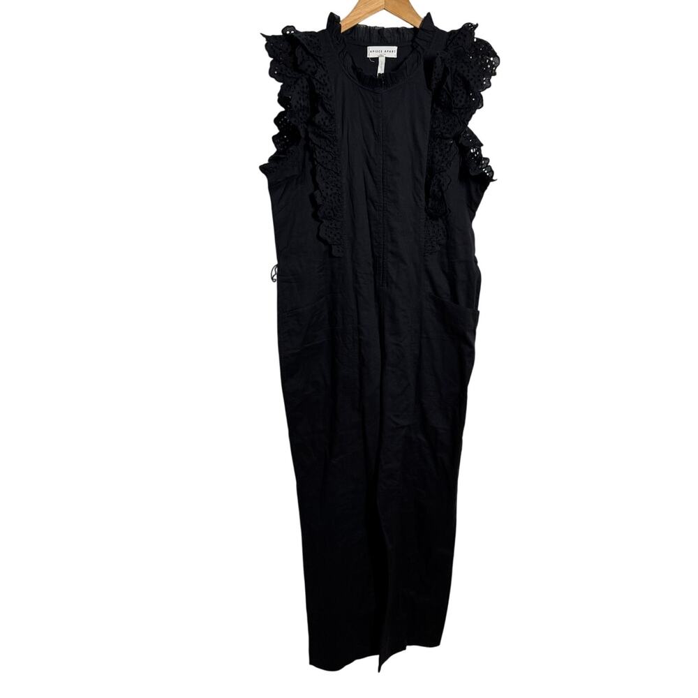 APeice Apart Limon Eyelet Jumpsuit 10 Cotton Ruffle Wide Leg Resort Quiet Luxury